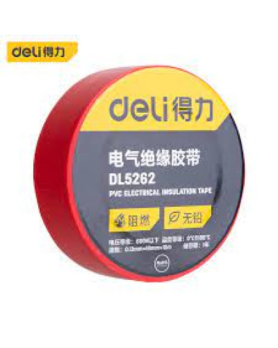 Изолента Deli 0.13х18х10м ПВХ красная