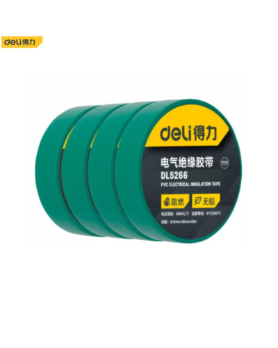 Изолента Deli 0.13х18х10м ПВХ зелёная