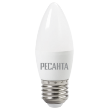 Лампа светодиодная LL-R-C37-6W-230-3K-E27 (свеча, 6Вт, тепл., Е27) Ресанта